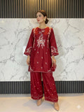 2 Piece – Embroidered Lawn Suit with Farshi Shalwar