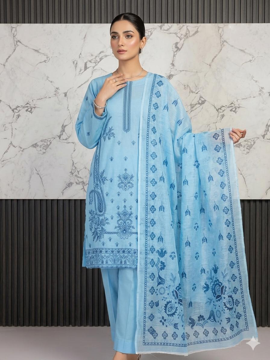 3 PIECE - EMBROIDERED LAWN SUIT