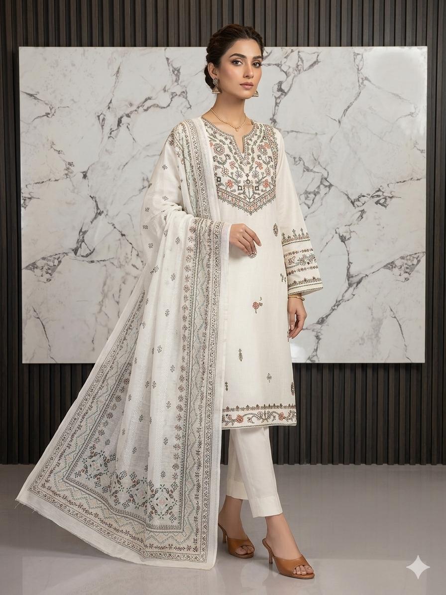 3 PIECE - EMBROIDERED LAWN SUIT
