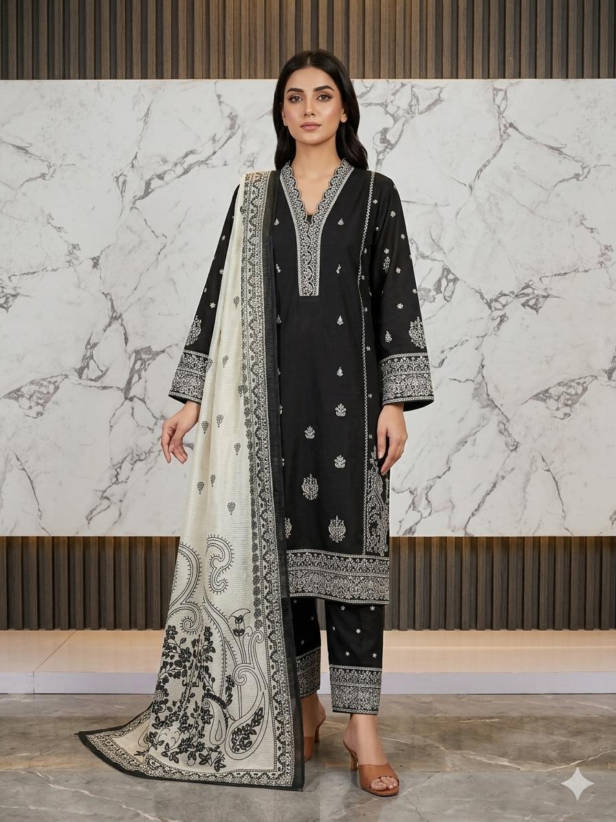 3 PIECE - EMBROIDERED LAWN SUIT