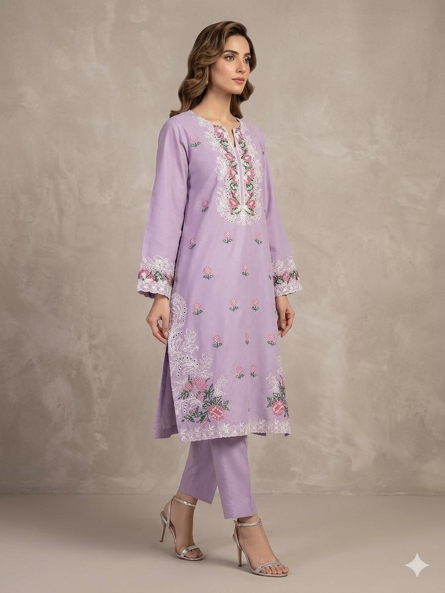 2 PIECE - EMBROIDERED LAWN SUIT