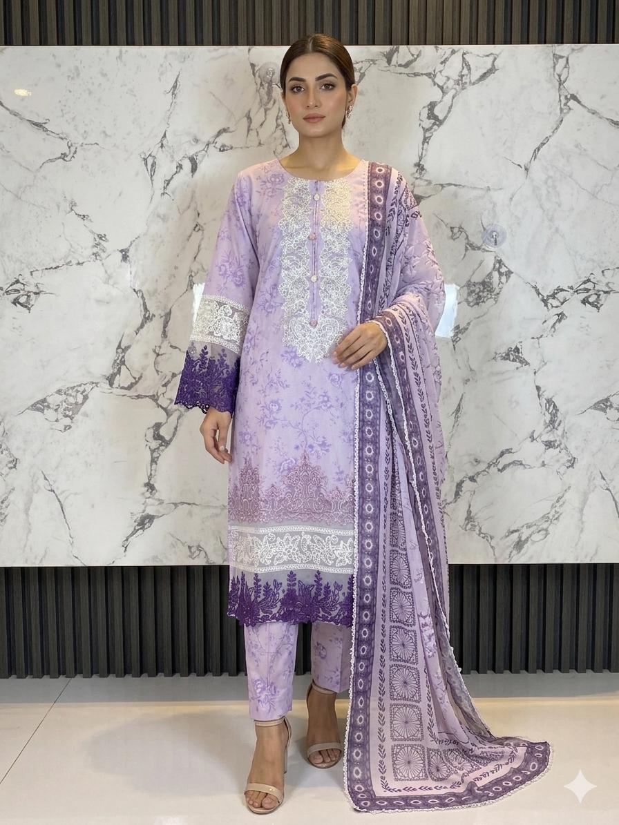 3 PIECE - EMBROIDERED LAWN SUIT