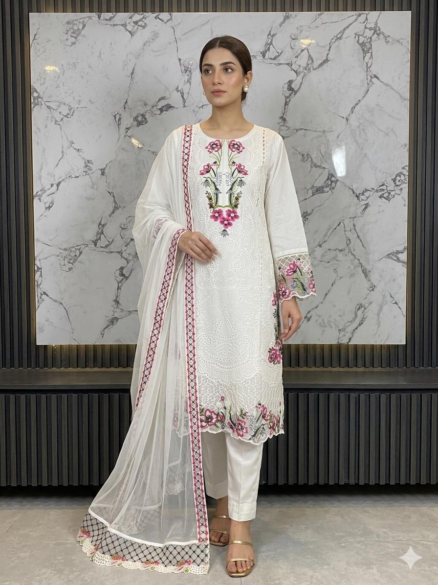 3 PIECE - EMBROIDERED LAWN SUIT