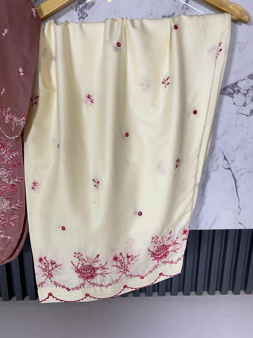 2 Piece – Embroidered Lawn Suit with Farshi Shalwar