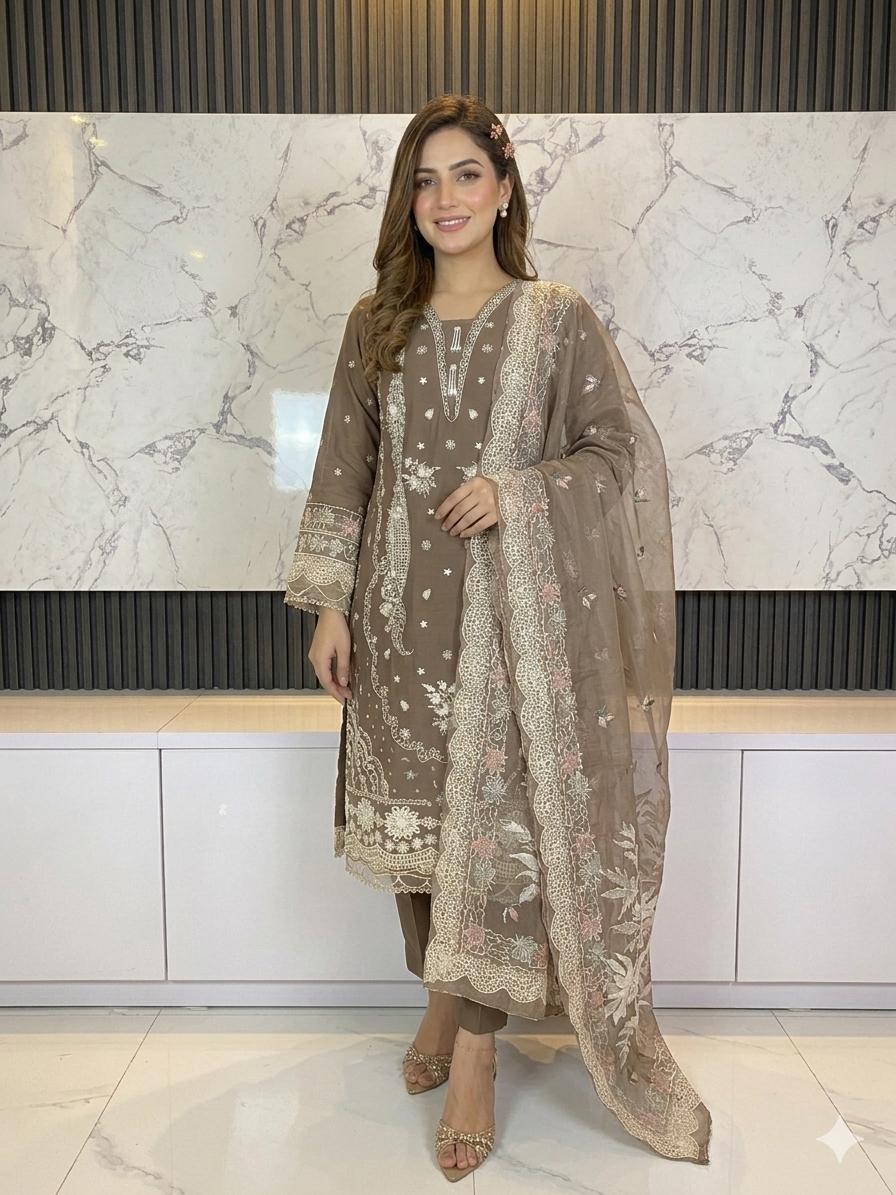3 PIECE - EMBROIDERED LAWN SUIT