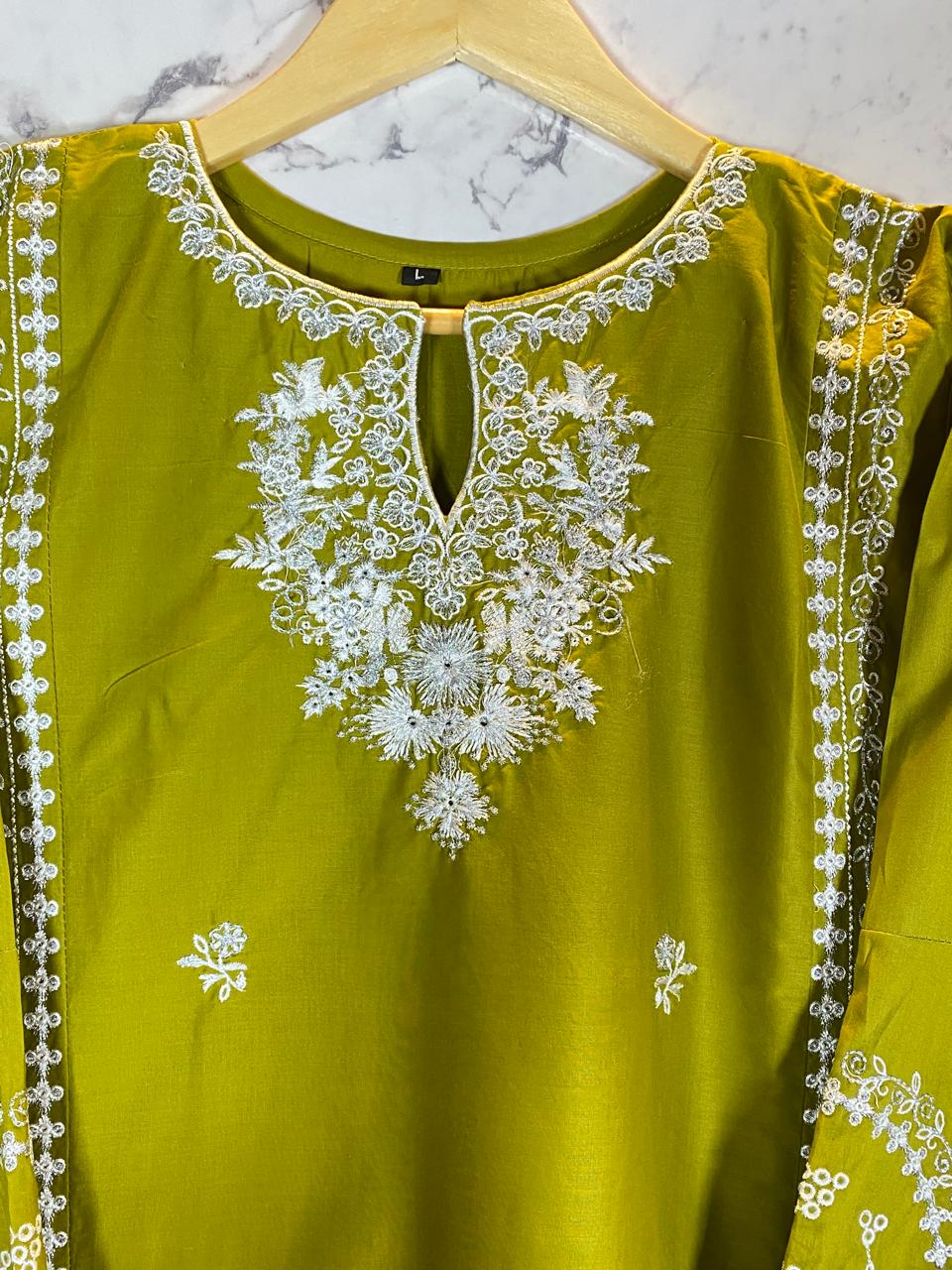 2 Piece – Embroidered Lawn Suit with Farshi Shalwar