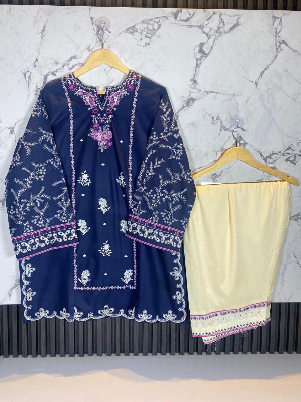 2 Piece – Embroidered Lawn Suit with Farshi Shalwar